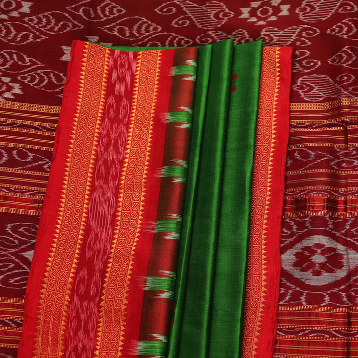 ହ୍ୟାଣ୍ଡଲୁମ୍ ଖଣ୍ଡୁଆ ସିଲ୍କ ଇକାଟ ସାରୀ |