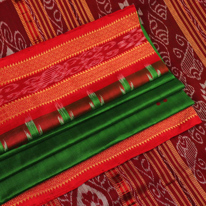 ହ୍ୟାଣ୍ଡଲୁମ୍ ଖଣ୍ଡୁଆ ସିଲ୍କ ଇକାଟ ସାରୀ |