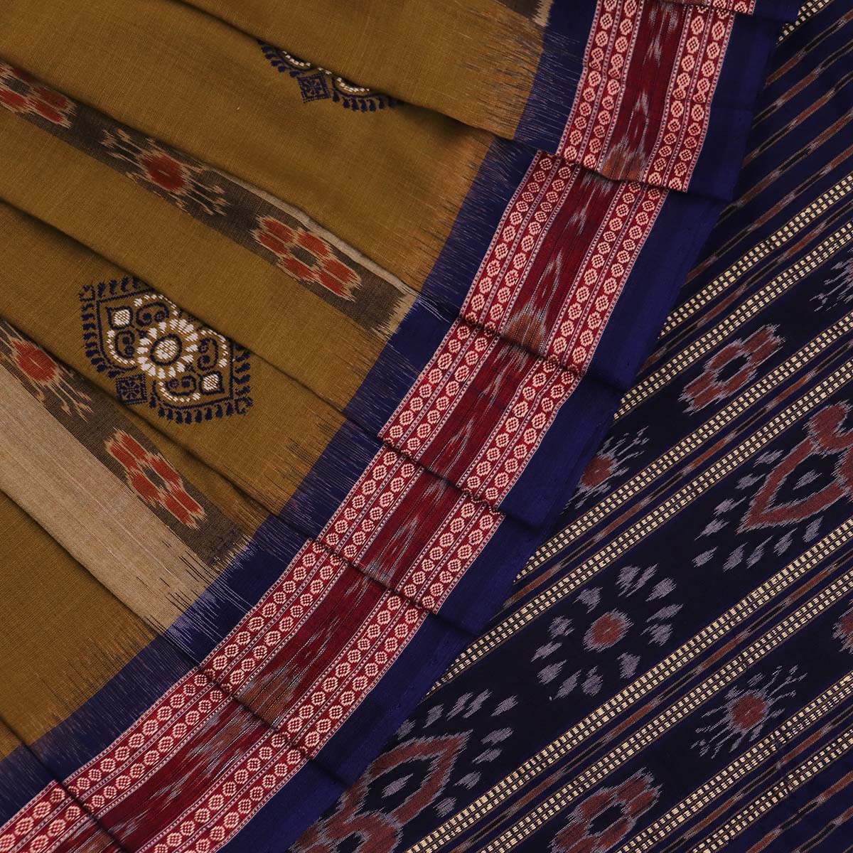 Handloom Bomkai Cotton Ikkat Saree