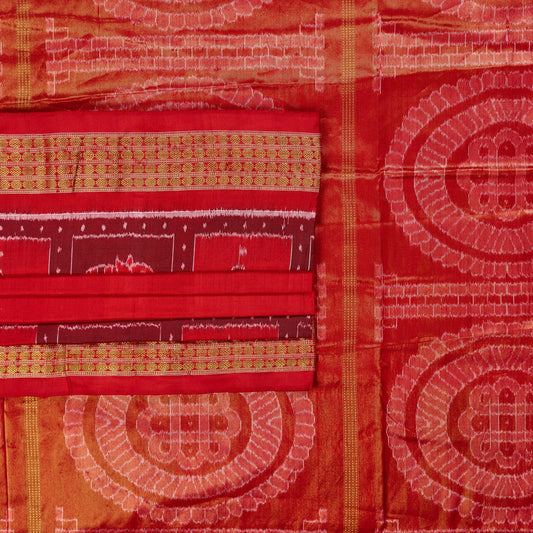 Red and Red Tissue silk saree — view 2 of 6.