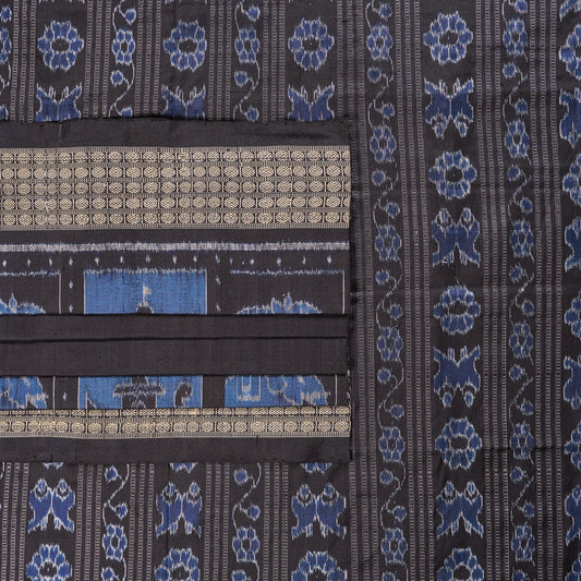 Black and Black Sambalpuri silk saree — view 2 of 6.