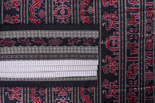 White and Black Sachipar silk saree — view 2 of 6.
