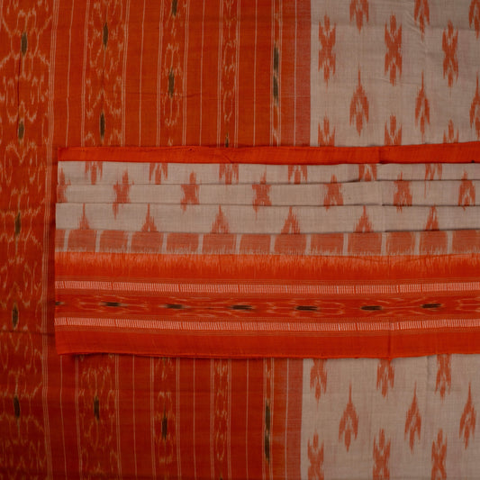 Cream Sambalpuri Cotton saree — view 2 of 5