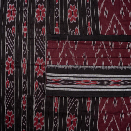 Maroon Sambalpuri Cotton saree — view 2 of 5