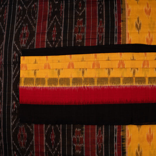 Yellow Sambalpuri Cotton saree — view 2 of 5