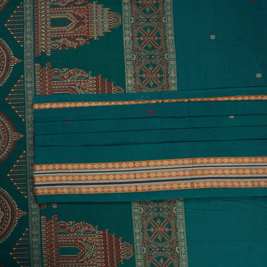 Green Bomkai Cotton saree — view 2 of 5