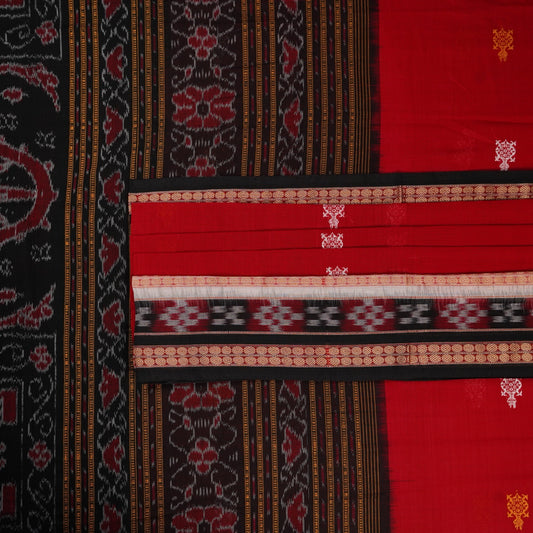 Red Bomkai Cotton saree — view 2 of 5