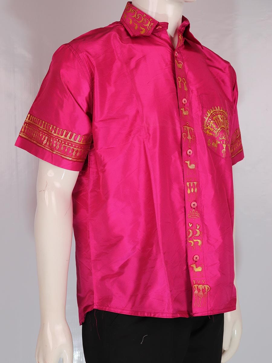 Handwoven Silk Shirt Handloom Shirt & Kurta_Men Priyadarshini Handloom