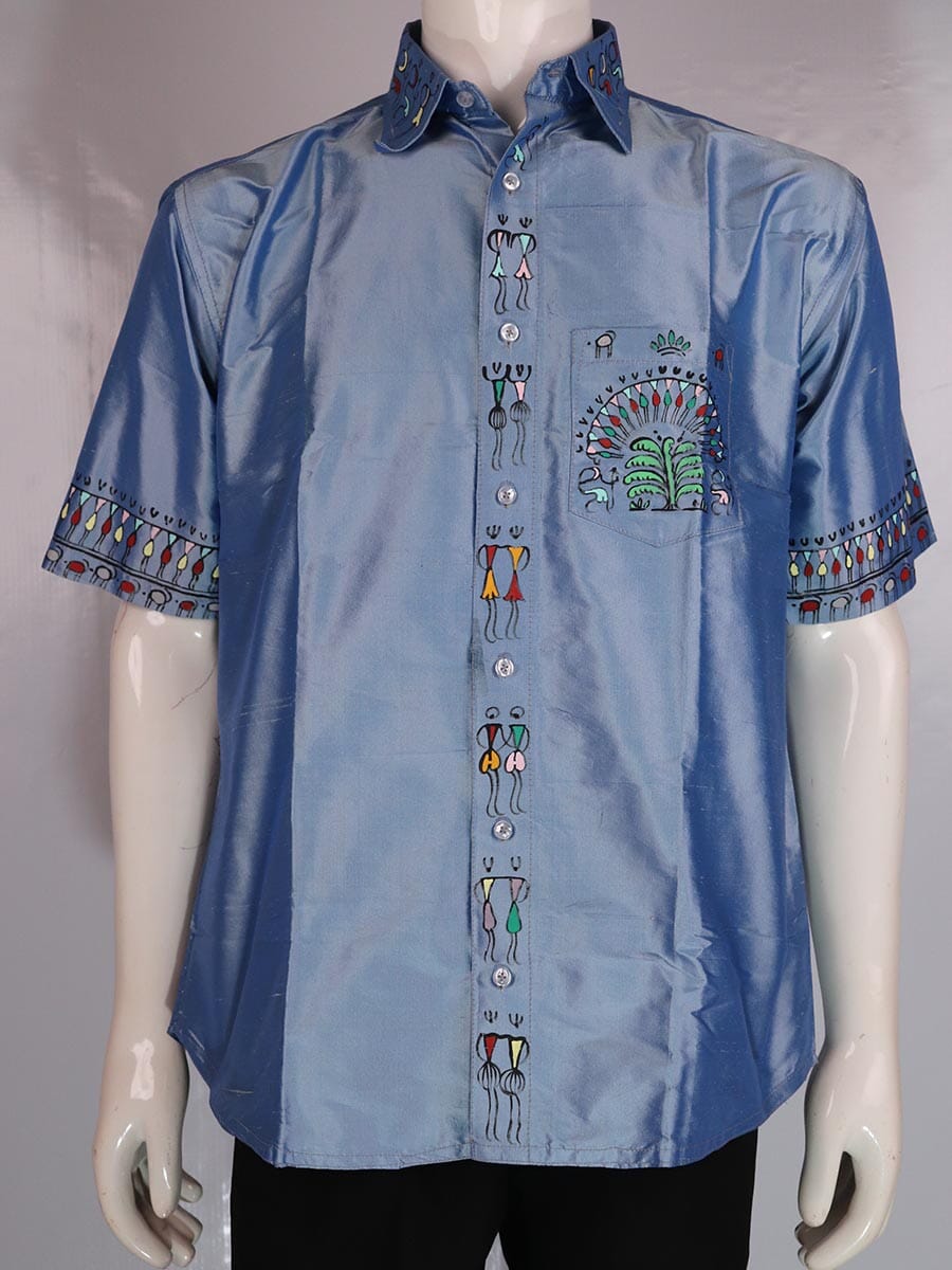 Handwoven Silk Shirt Handloom Shirt & Kurta_Men Priyadarshini Handloom