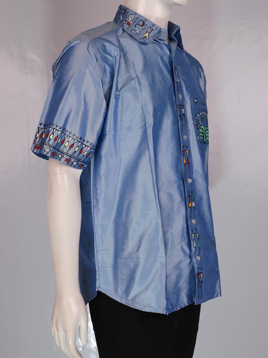 Handwoven Silk Shirt Handloom Shirt & Kurta_Men Priyadarshini Handloom