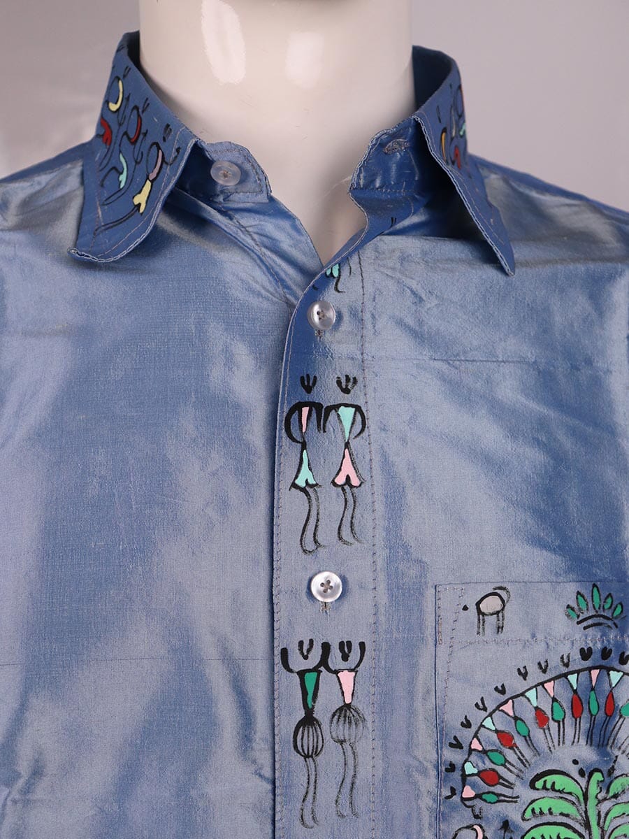 Handwoven Silk Shirt Handloom Shirt & Kurta_Men Priyadarshini Handloom