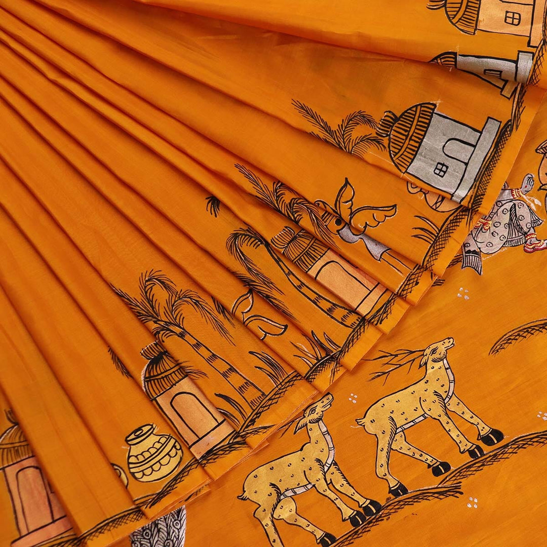 Priyadarshini Handloom - Pattachitra Silk Saree, Handloom Silk Saree, Hand-Painted Saree, Odisha Handloom, Indian Ethnic Wear, Women's Clothing.