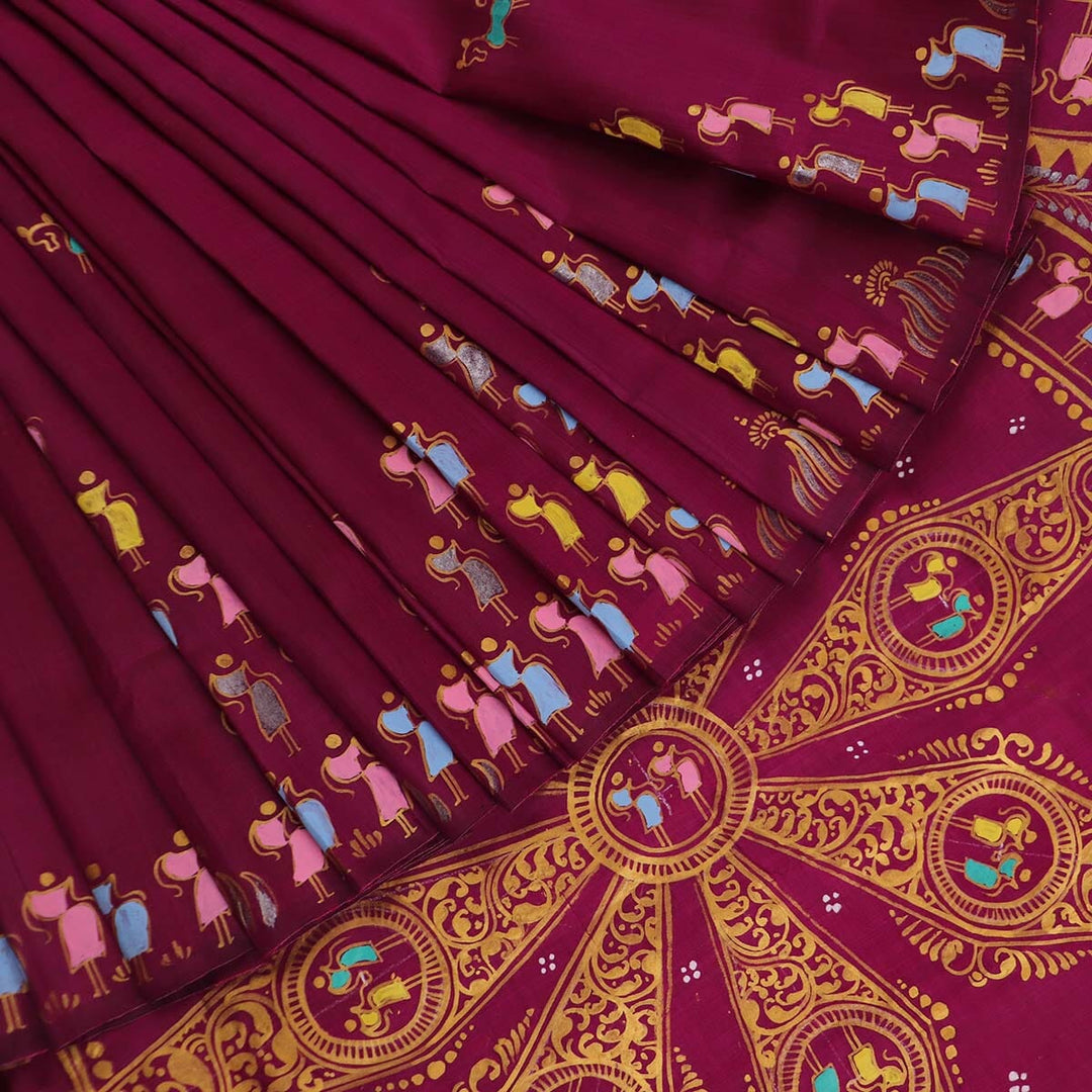 Priyadarshini Handloom - Pattachitra Silk Saree, Handloom Silk Saree, Hand-Painted Saree, Odisha Handloom, Indian Ethnic Wear, Women's Clothing.