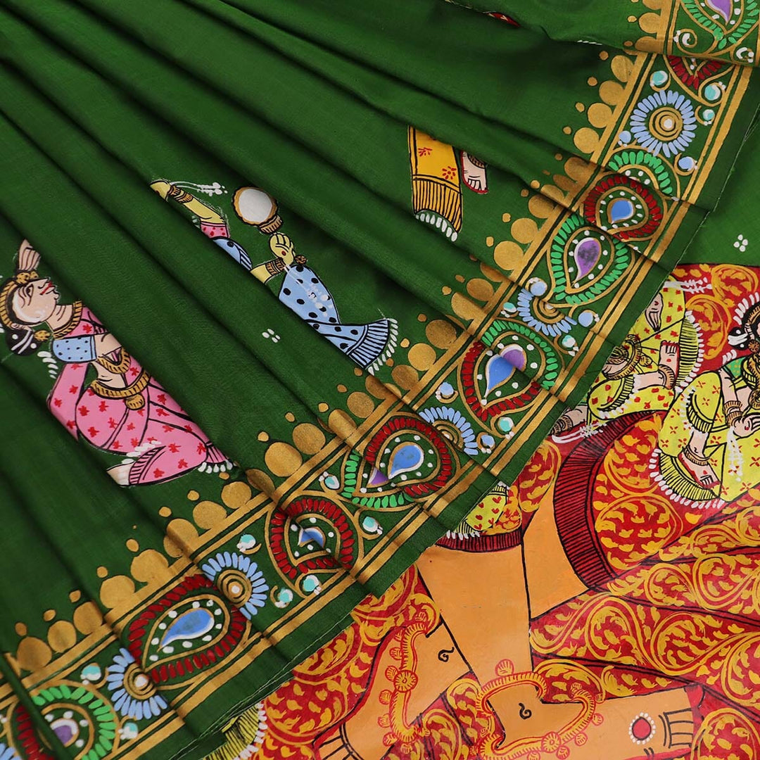 Priyadarshini Handloom - Pattachitra Silk Saree, Handloom Silk Saree, Hand-Painted Saree, Odisha Handloom, Indian Ethnic Wear, Women's Clothing.