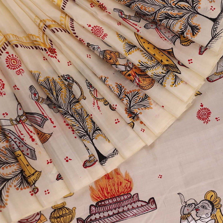 Priyadarshini Handloom - Pattachitra Silk Saree, Handloom Silk Saree, Hand-Painted Saree, Odisha Handloom, Indian Ethnic Wear, Women's Clothing.