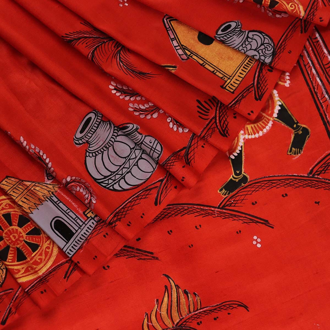 Priyadarshini Handloom - Pattachitra Silk Saree, Handloom Silk Saree, Hand-Painted Saree, Odisha Handloom, Indian Ethnic Wear, Women's Clothing.