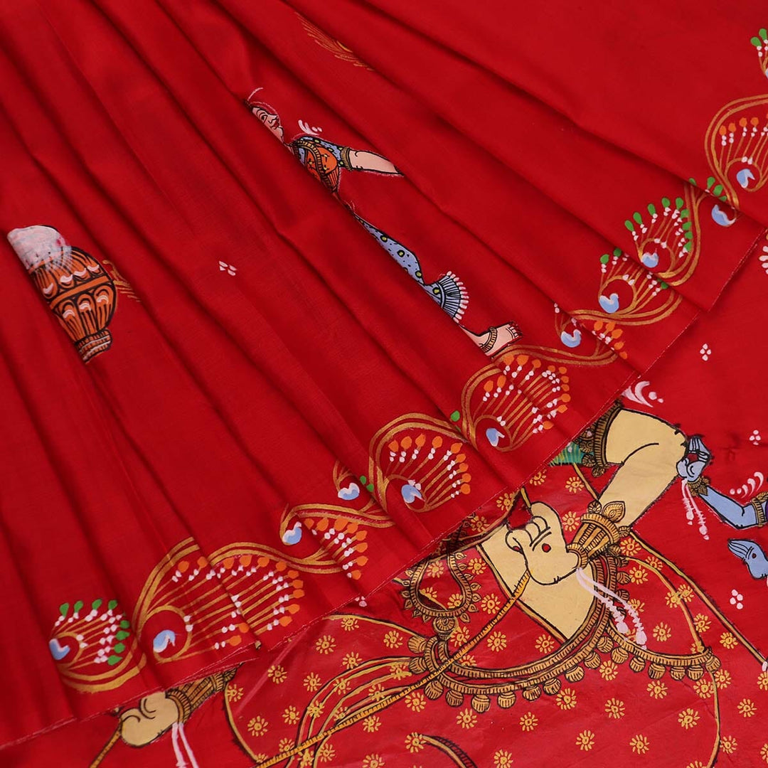 Priyadarshini Handloom - Pattachitra Silk Saree, Handloom Silk Saree, Hand-Painted Saree, Odisha Handloom, Indian Ethnic Wear, Women's Clothing.