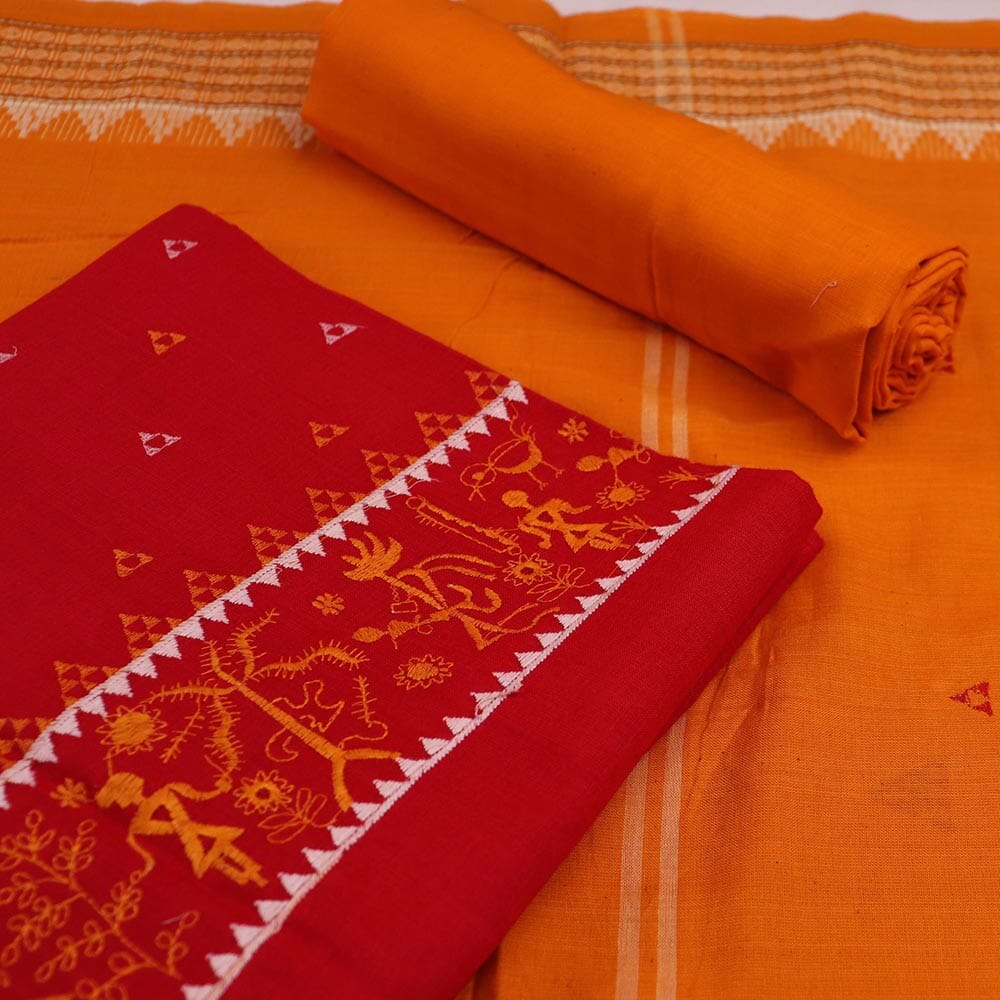 Priyadarshini Handloom, Sambalpuri Cotton Handloom Dress Material, Unstitched Dress Material, Women's Dress Material, Cotton Dress Material, Traditional Dress Material, Indian Dress Material, Sambalpuri Cotton Handloom Dress Material for Women.