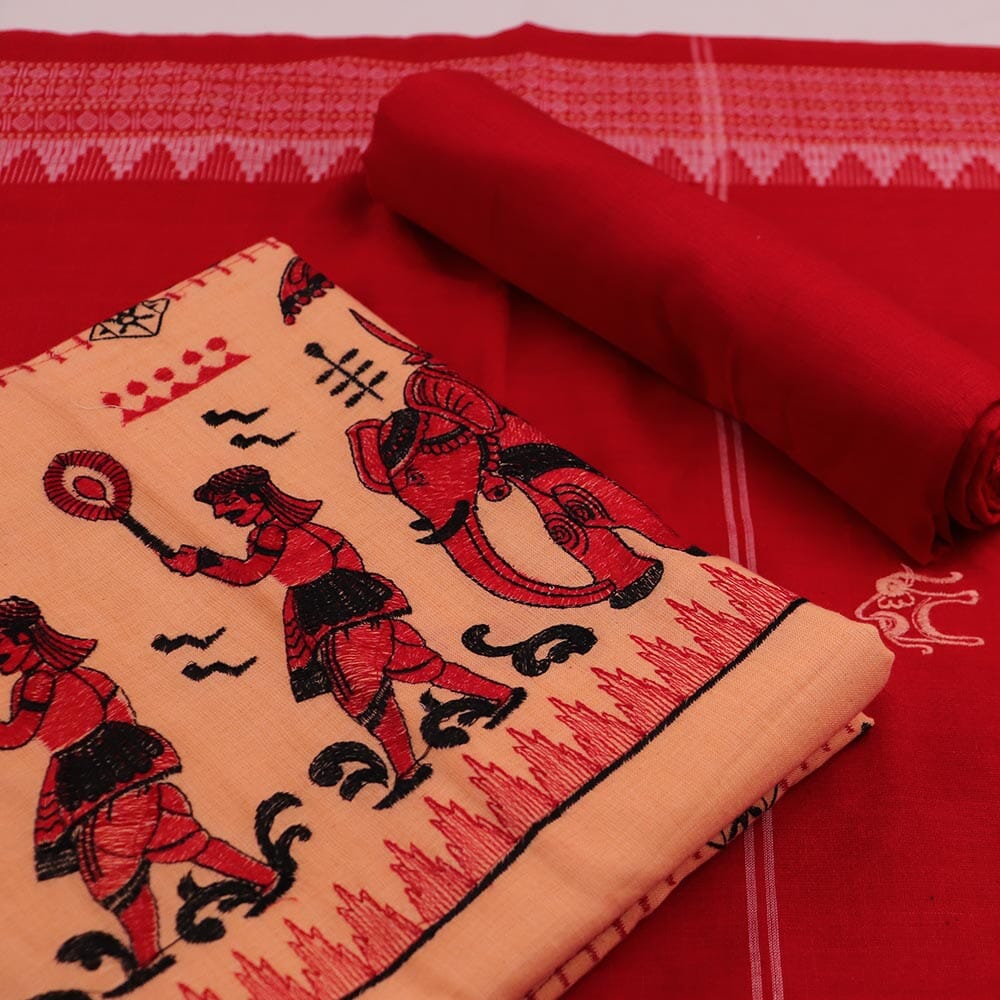 Priyadarshini Handloom, Sambalpuri Cotton Handloom Dress Material, Unstitched Dress Material, Women's Dress Material, Cotton Dress Material, Traditional Dress Material, Indian Dress Material, Sambalpuri Cotton Handloom Dress Material for Women.