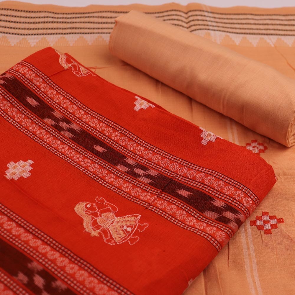 Priyadarshini Handloom, Sambalpuri Cotton Handloom Dress Material, Unstitched Dress Material, Women's Dress Material, Cotton Dress Material, Traditional Dress Material, Indian Dress Material, Sambalpuri Cotton Handloom Dress Material for Women.