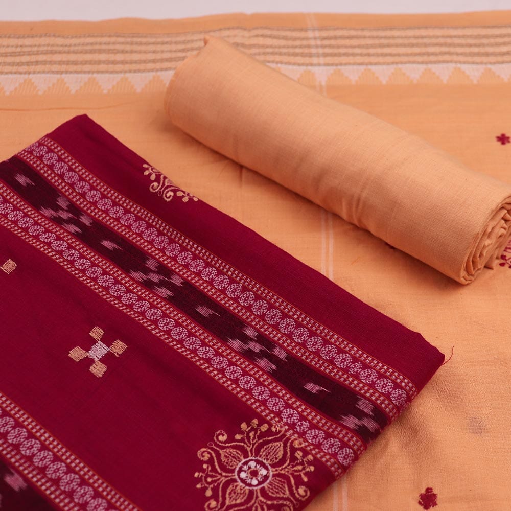 Priyadarshini Handloom, Sambalpuri Cotton Handloom Dress Material, Unstitched Dress Material, Women's Dress Material, Cotton Dress Material, Traditional Dress Material, Indian Dress Material, Sambalpuri Cotton Handloom Dress Material for Women.