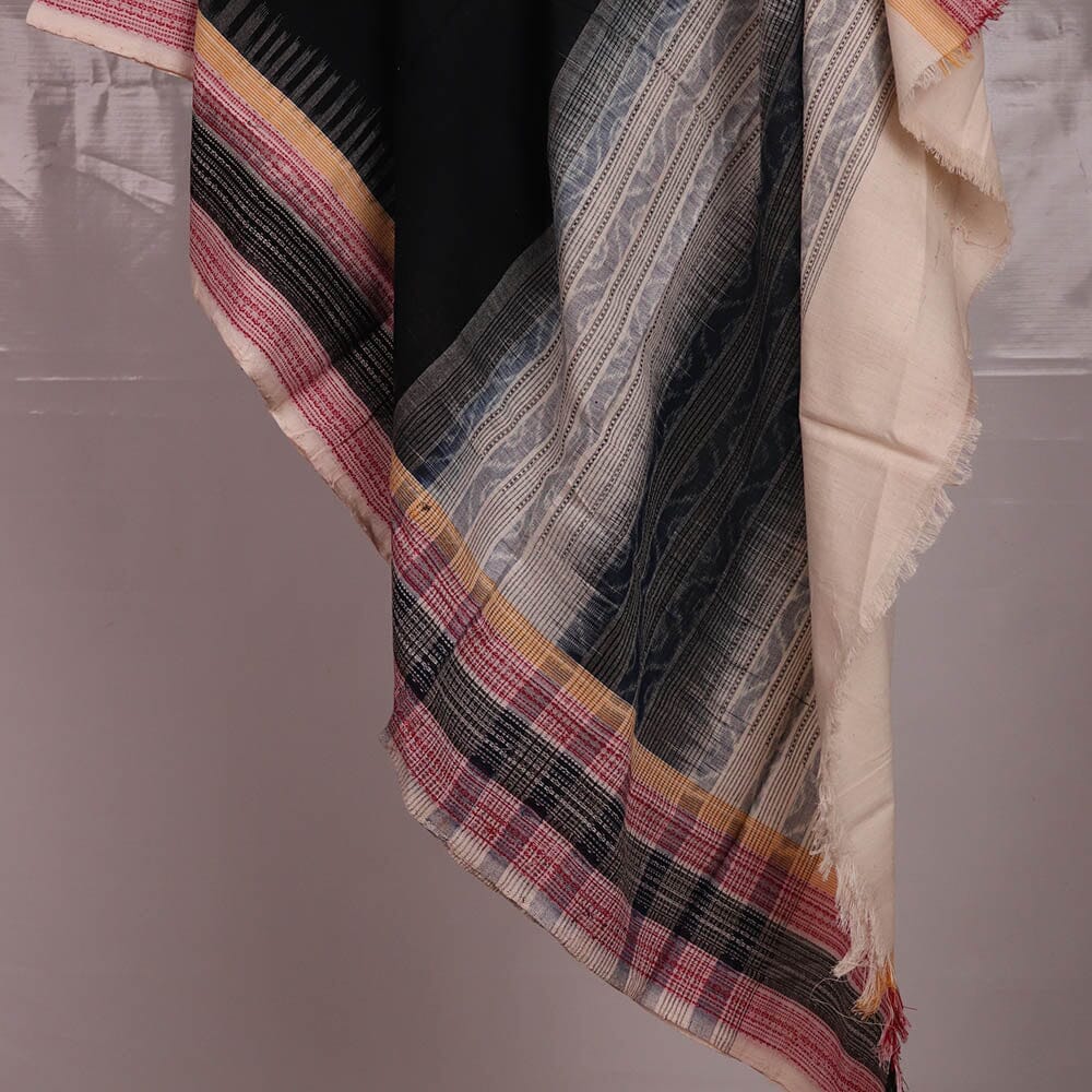 "A detailed image of the threadwork and design of a Sambalpuri Handloom Cotton Dupatta, showcasing the skillful craftsmanship of the local weavers."