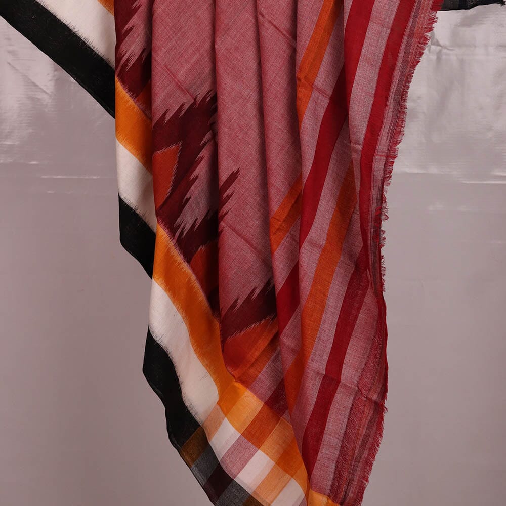 "A detailed image of the threadwork and design of a Sambalpuri Handloom Cotton Dupatta, showcasing the skillful craftsmanship of the local weavers."