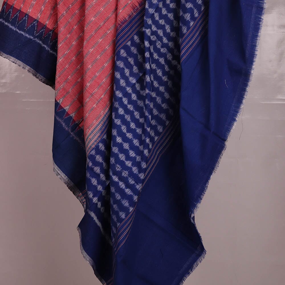 "A detailed image of the threadwork and design of a Sambalpuri Handloom Cotton Dupatta, showcasing the skillful craftsmanship of the local weavers."