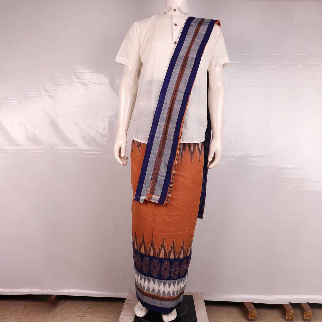 Handloom Sambalpuri Cotton Unstitched Dhoti with Utari for Men Handloom Dhoti_Cotton Priyadarshini Handloom 