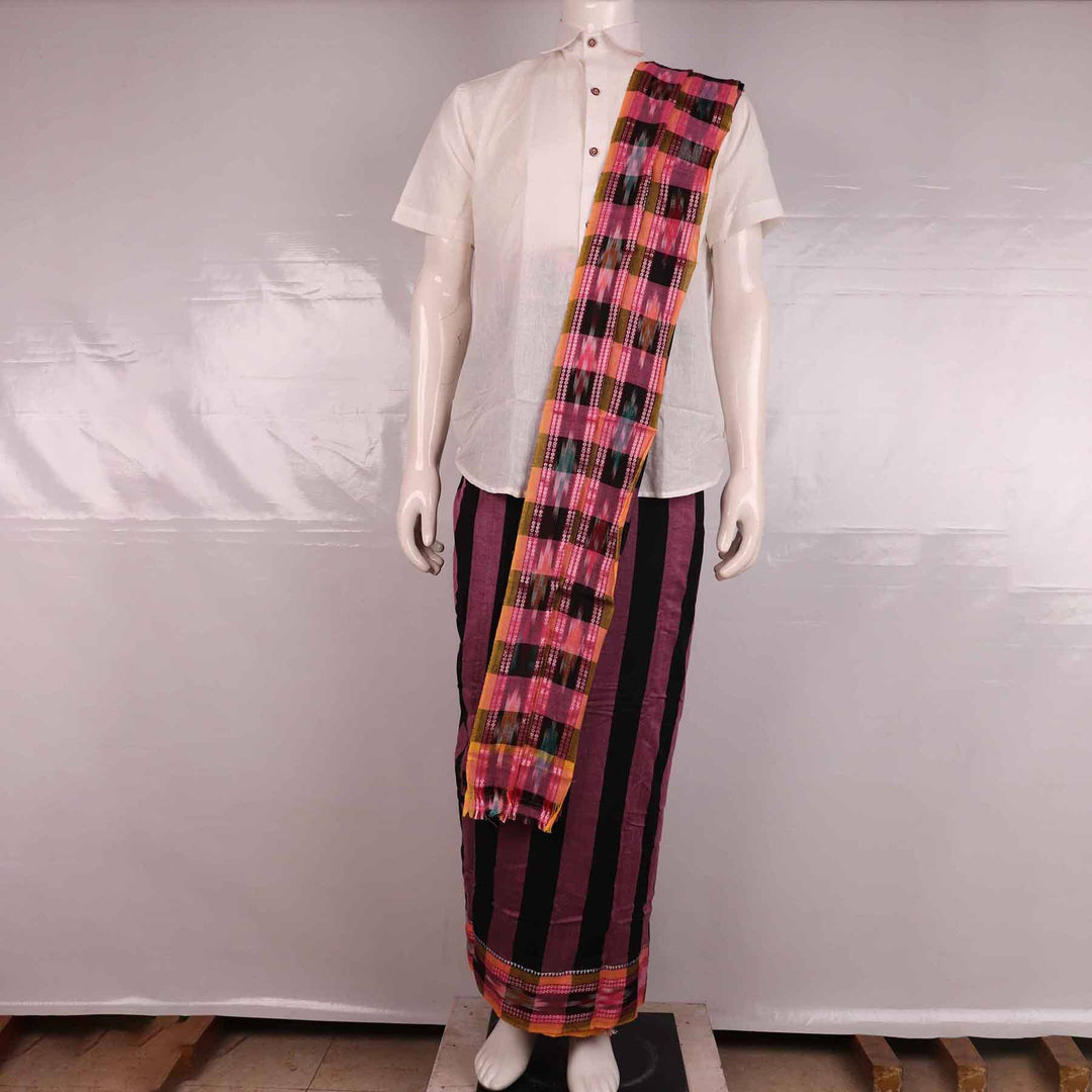 Handloom Sambalpuri Cotton Unstitched Dhoti with Utari for Men Handloom Dhoti_Cotton Priyadarshini Handloom 