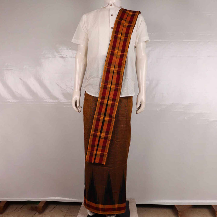 Handloom Sambalpuri Cotton Unstitched Dhoti with Utari for Men Handloom Dhoti_Cotton Priyadarshini Handloom