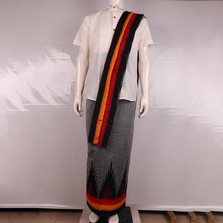 Handloom Sambalpuri Cotton Unstitched Dhoti with Utari for Men Handloom Dhoti_Cotton Priyadarshini Handloom 