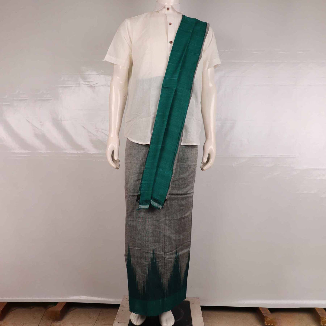 Handloom Sambalpuri Cotton Unstitched Dhoti with Utari for Men Handloom Dhoti_Cotton Priyadarshini Handloom 