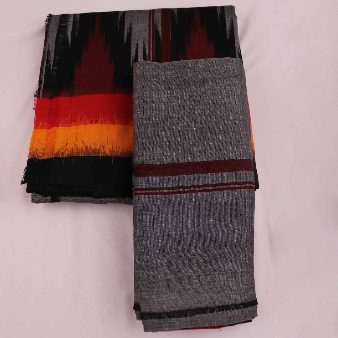 Handcrafted Sambalpuri Handloom Cotton Dhoti with Utari for Men from Priyadarshini Handloom, perfect for traditional and auspicious occasions.