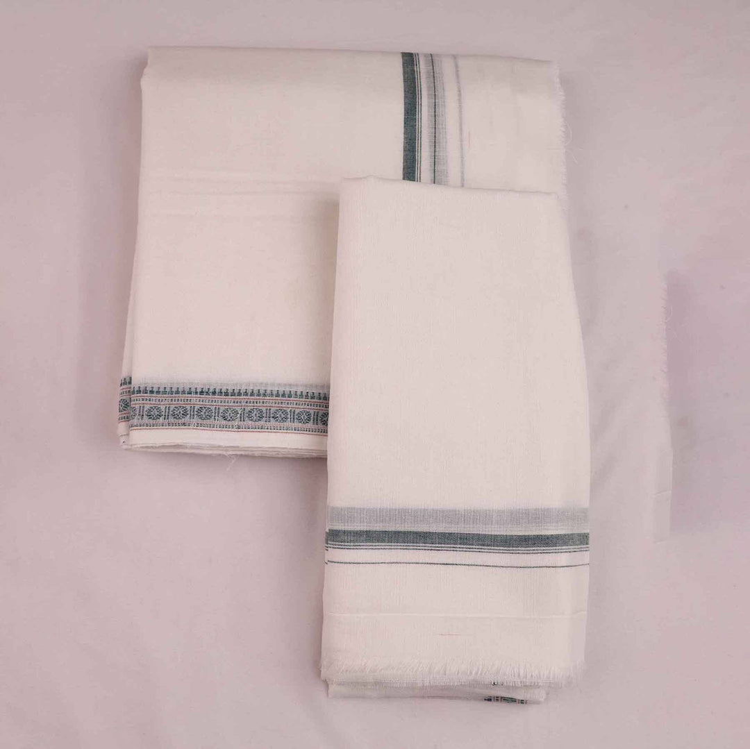 Handcrafted Sambalpuri Handloom Cotton Dhoti with Utari for Men from Priyadarshini Handloom, perfect for traditional and auspicious occasions.