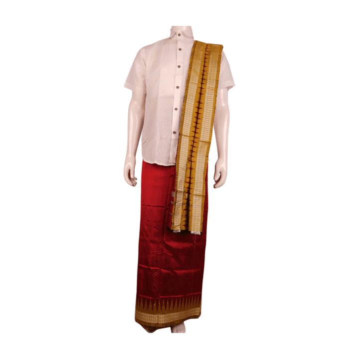 Handloom Sambalpuri Pata Silk Dhoti with Utari for Men Handloom Dhoti_Silk Priyadarshini Handloom 