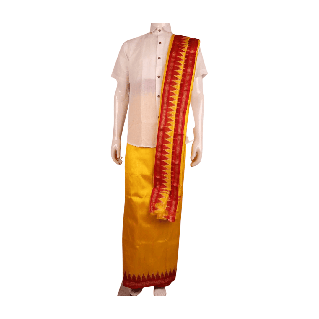 Handloom Sambalpuri Pata Silk Dhoti with Utari for Men Handloom Dhoti_Silk Priyadarshini Handloom