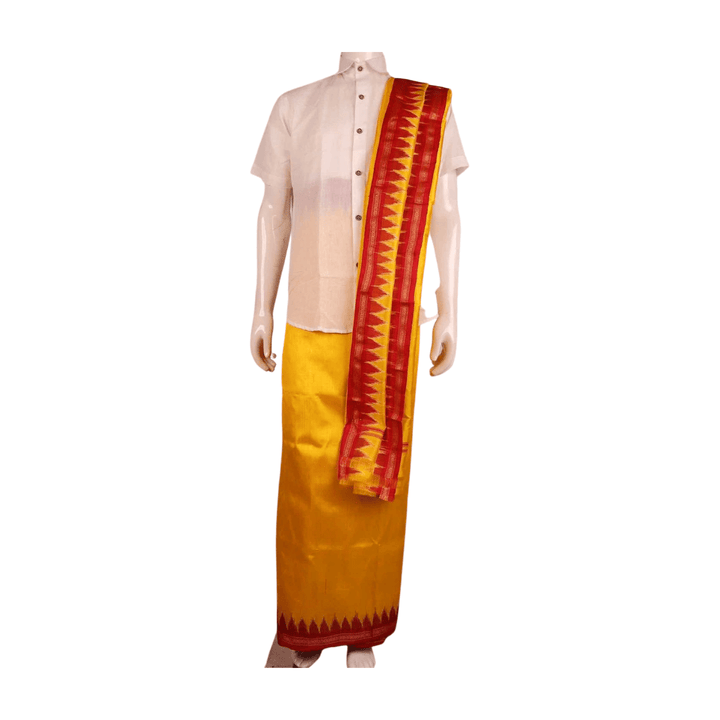 Handloom Sambalpuri Pata Silk Dhoti with Utari for Men Handloom Dhoti_Silk Priyadarshini Handloom
