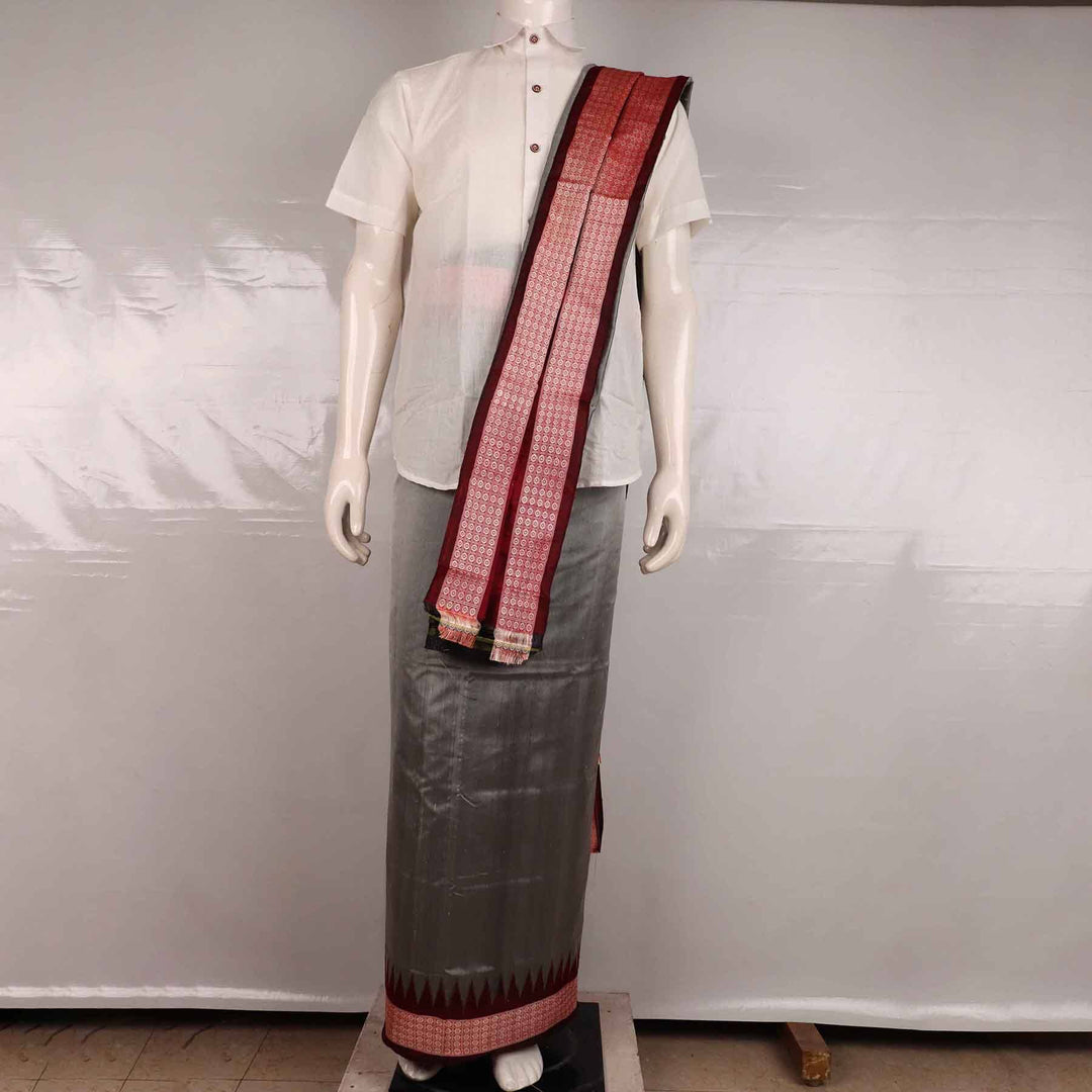 Handloom Sambalpuri Pata Silk Dhoti with Utari for Men Handloom Dhoti_Silk Priyadarshini Handloom 