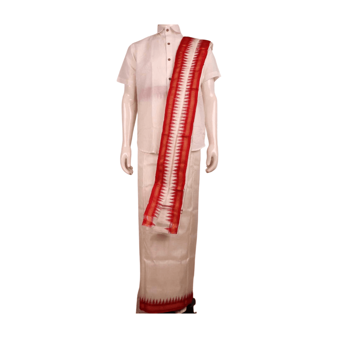 Handloom Sambalpuri Pata Silk Dhoti with Utari for Men Handloom Dhoti_Silk Priyadarshini Handloom 