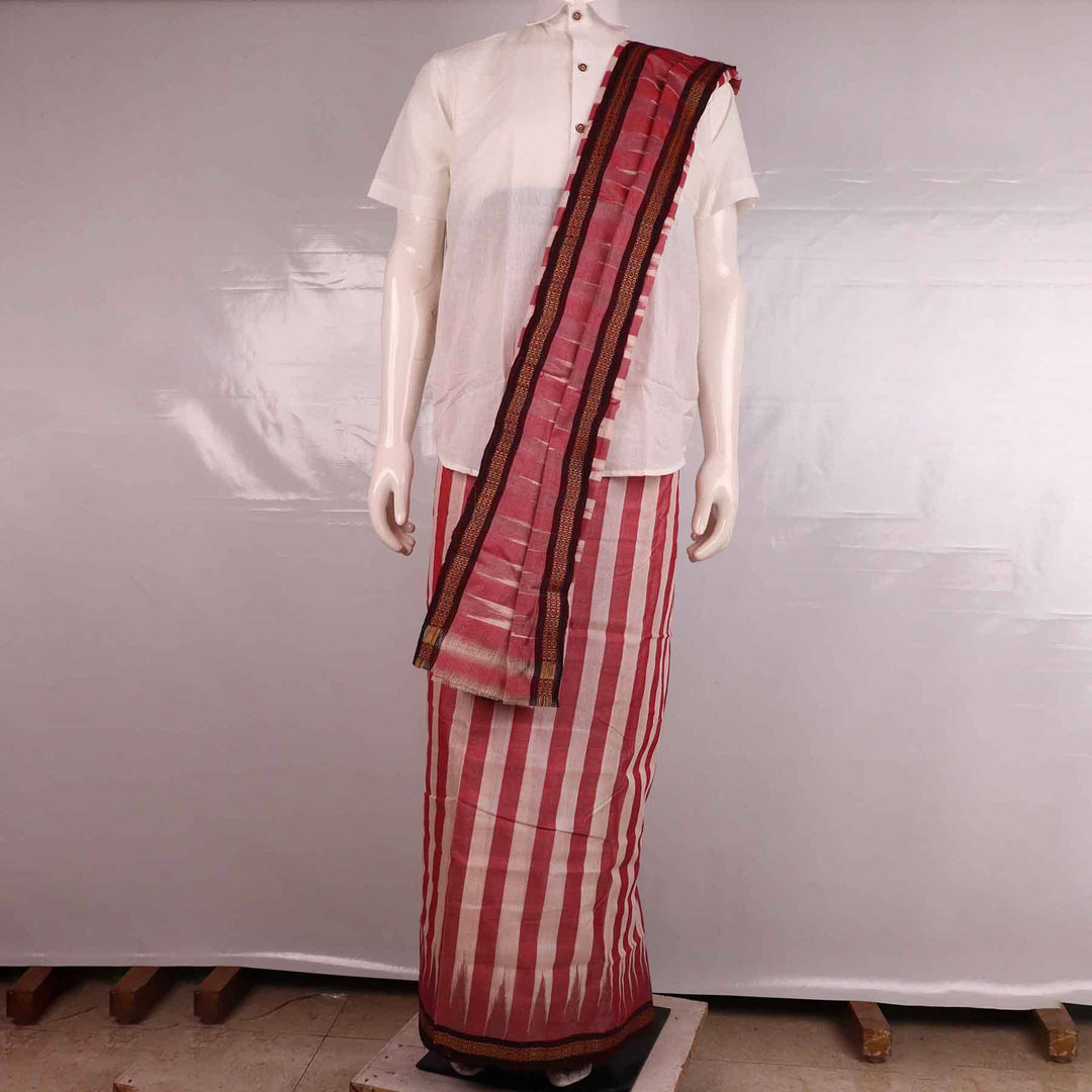 Handloom Sambalpuri Tussar Pata Silk Dhoti with Utari for Men Handloom Dhoti_Silk Priyadarshini Handloom