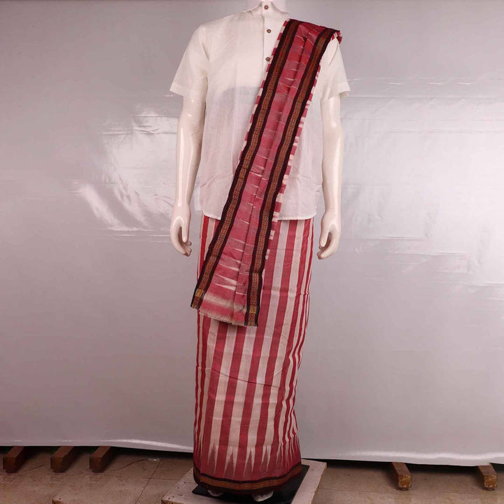 Handloom Sambalpuri Tussar Pata Silk Dhoti with Utari for Men Handloom Dhoti_Silk Priyadarshini Handloom 