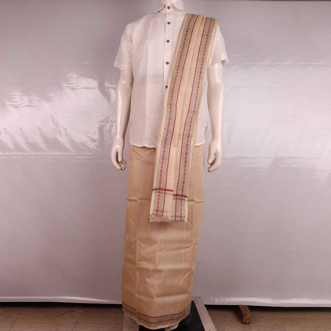 Handloom Sambalpuri Tussar Pata Silk Dhoti with Utari for Men Handloom Dhoti_Silk Priyadarshini Handloom 