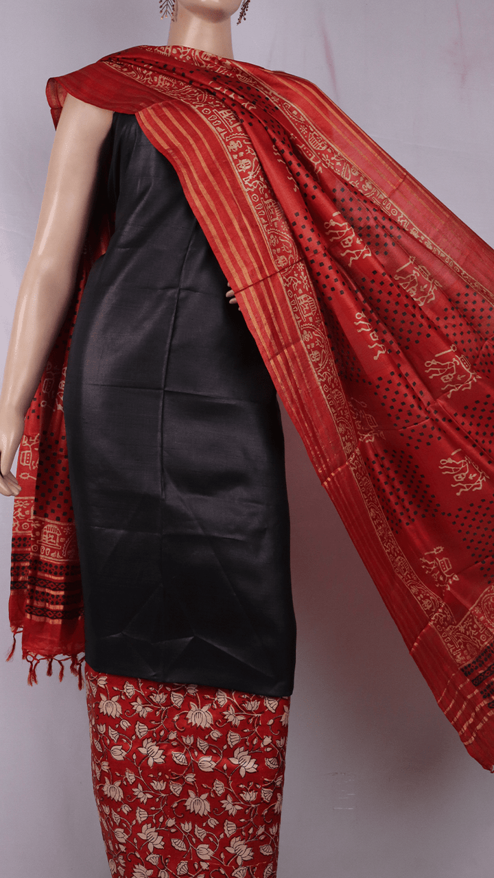 Handloom Tusser Silk Dress Material Dress Material Handloom_Silk Priyadarshini Handloom