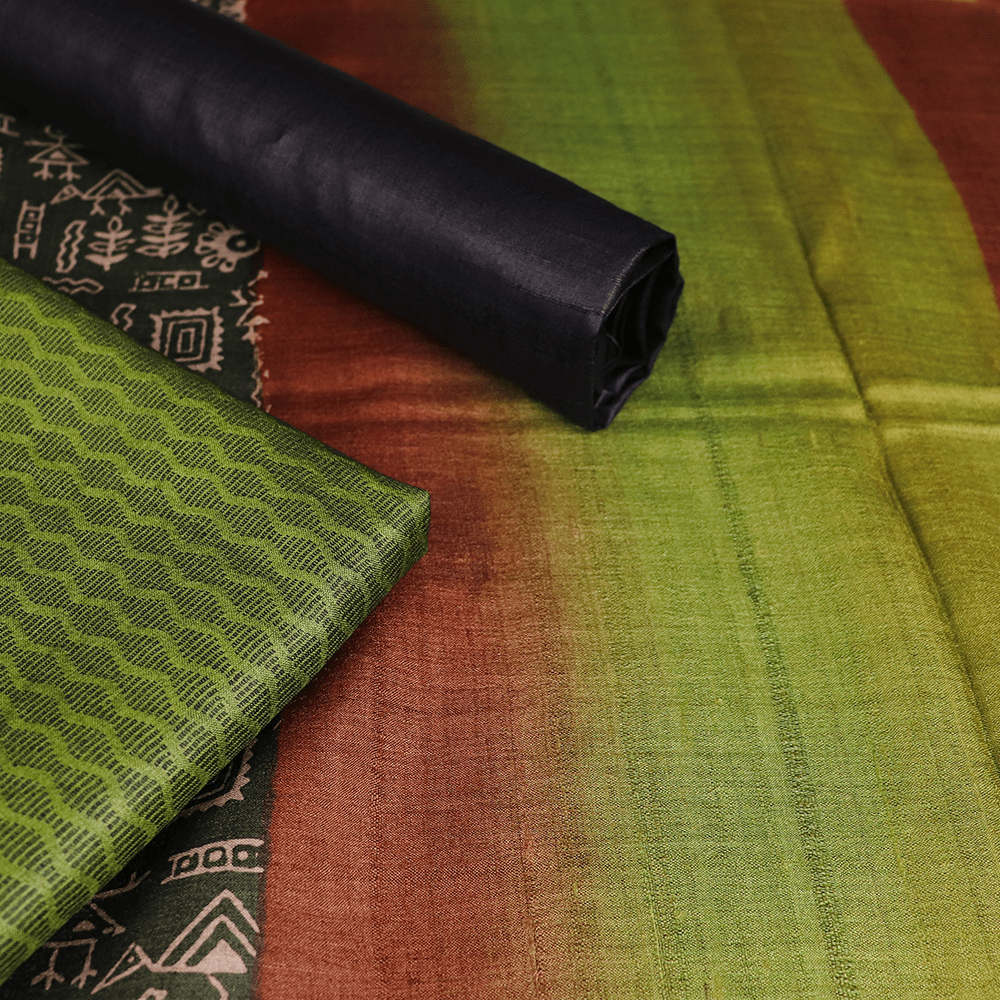 Handloom Tusser Silk Dress Material Dress Material Handloom_Silk Priyadarshini Handloom