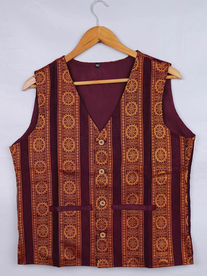 Handwoven Cotton Jacket Handloom Jacket_Women Priyadarshini Handloom 