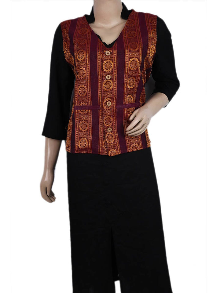 Handwoven Cotton Jacket Handloom Jacket_Women Priyadarshini Handloom 