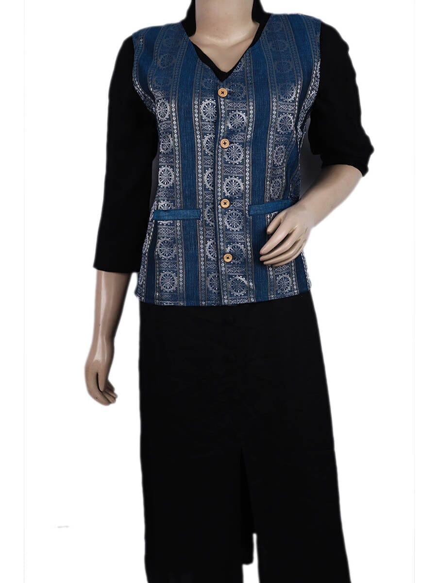 Handwoven Cotton Jacket Handloom Jacket_Women Priyadarshini Handloom 