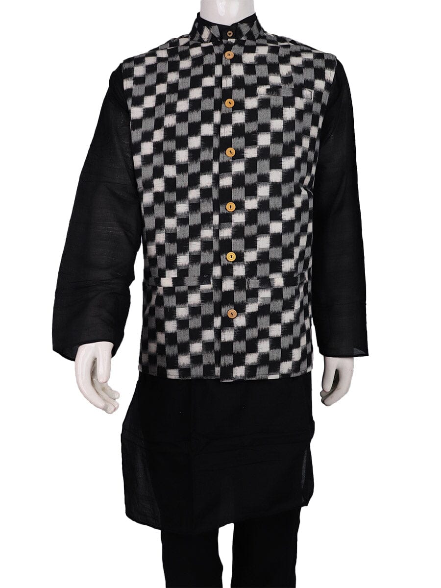 Handwoven Cotton Nehru Jacket Handloom Nehru Jacket_Cotton Priyadarshini Handloom