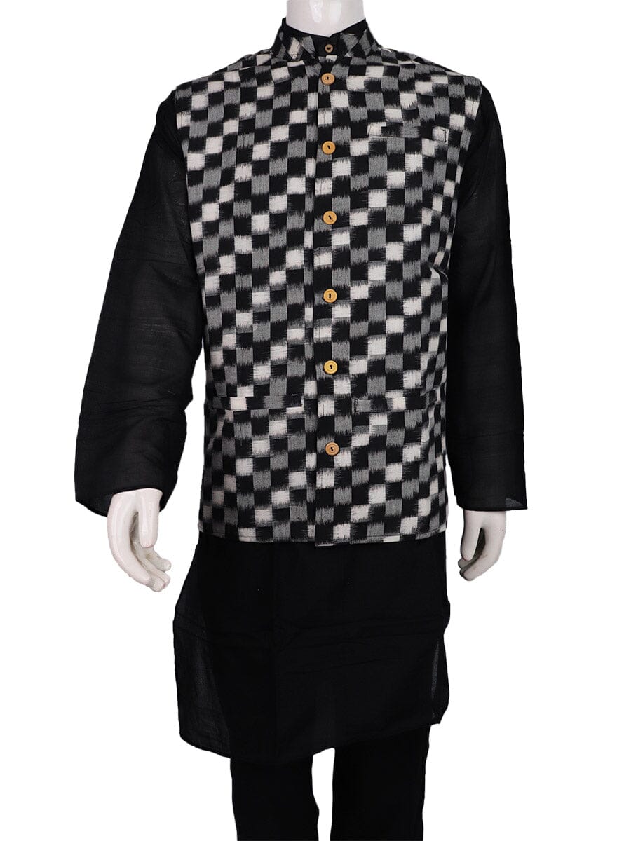 Handwoven Cotton Nehru Jacket Handloom Nehru Jacket_Cotton Priyadarshini Handloom 